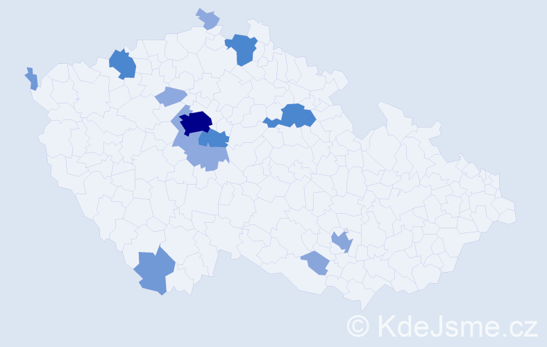 Příjmení: 'Kniha', počet výskytů 39 v celé ČR