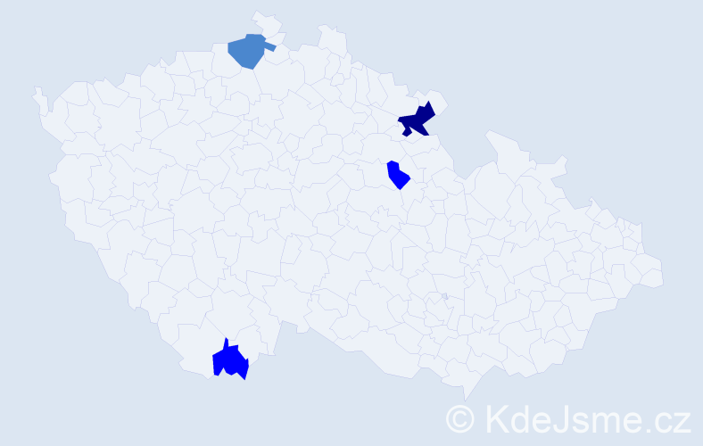 Příjmení: 'Kehlerová', počet výskytů 8 v celé ČR