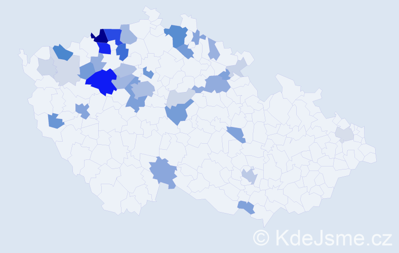 Příjmení: 'Emingerová', počet výskytů 121 v celé ČR