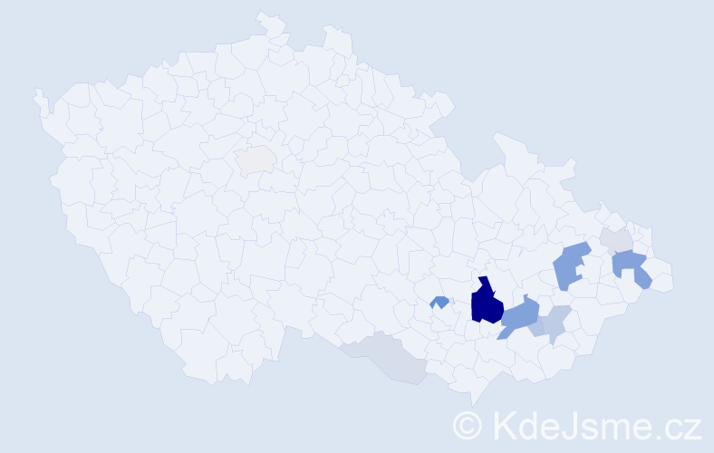 Příjmení: 'Kavečka', počet výskytů 33 v celé ČR