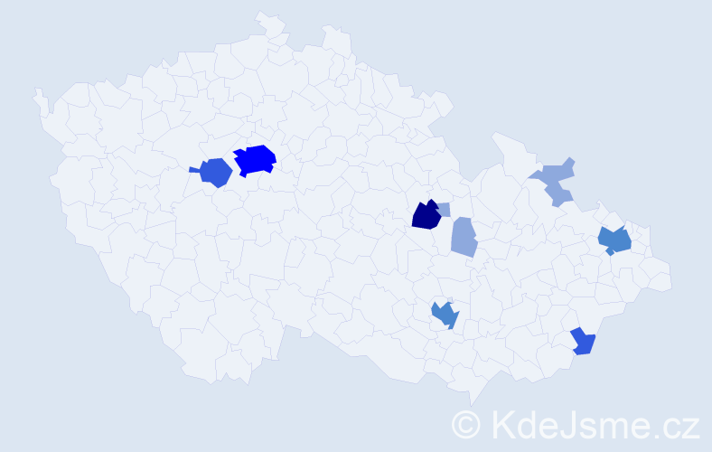 Příjmení: 'Metyš', počet výskytů 22 v celé ČR