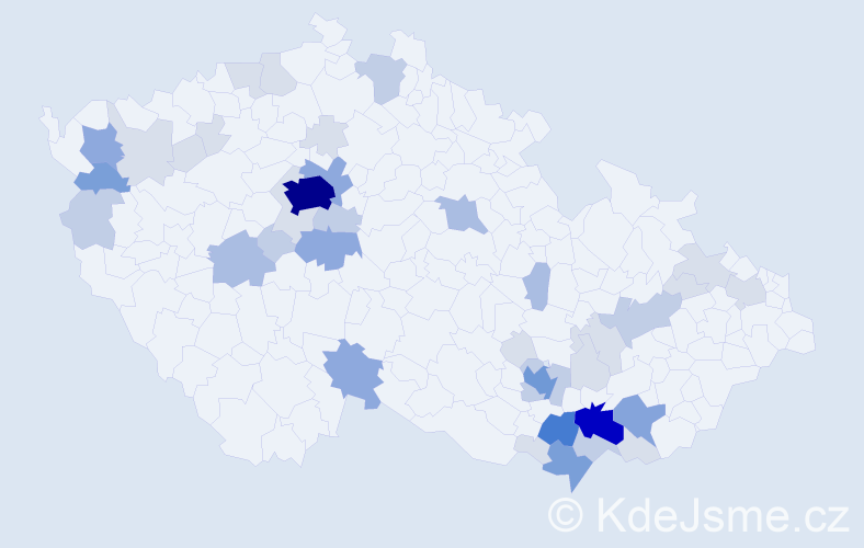 Příjmení: 'Kunická', počet výskytů 131 v celé ČR