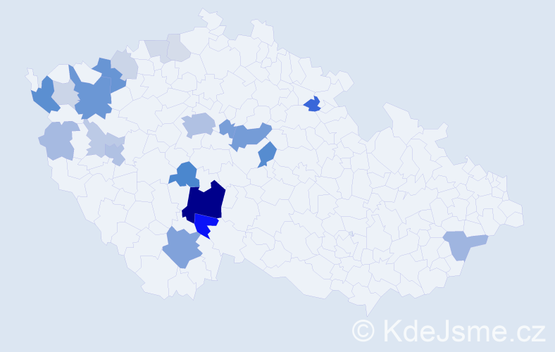 Příjmení: 'Kubka', počet výskytů 71 v celé ČR