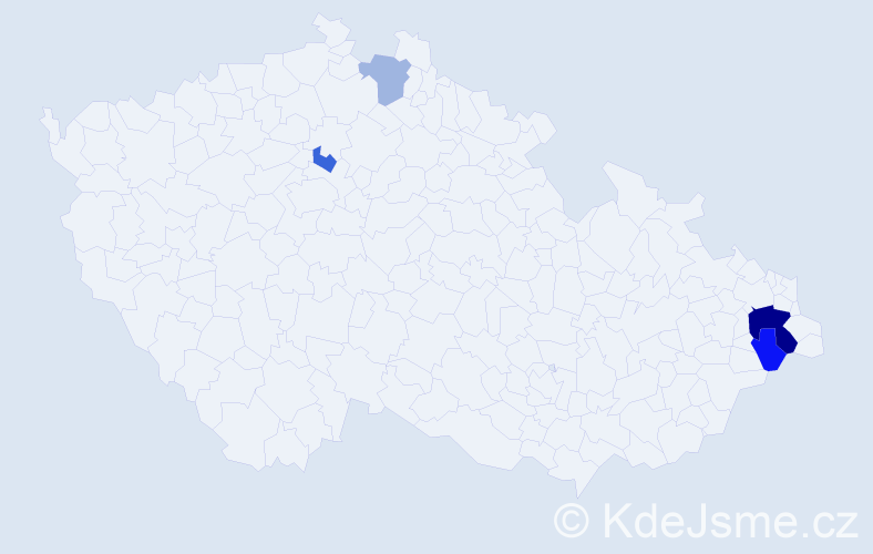 Příjmení: 'Vágo', počet výskytů 8 v celé ČR