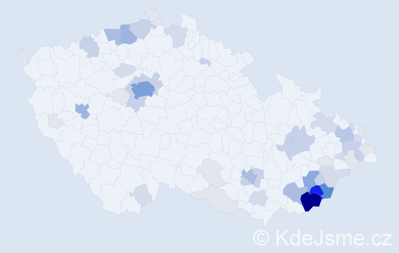 Příjmení: 'Mudrák', počet výskytů 185 v celé ČR