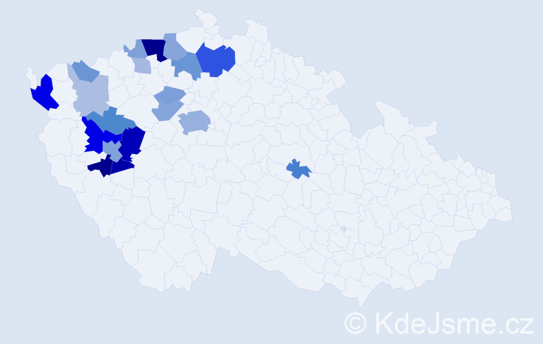 Příjmení: 'Dick', počet výskytů 54 v celé ČR