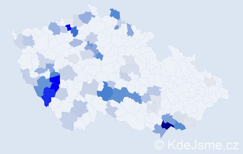 Příjmení: 'Běloch', počet výskytů 287 v celé ČR