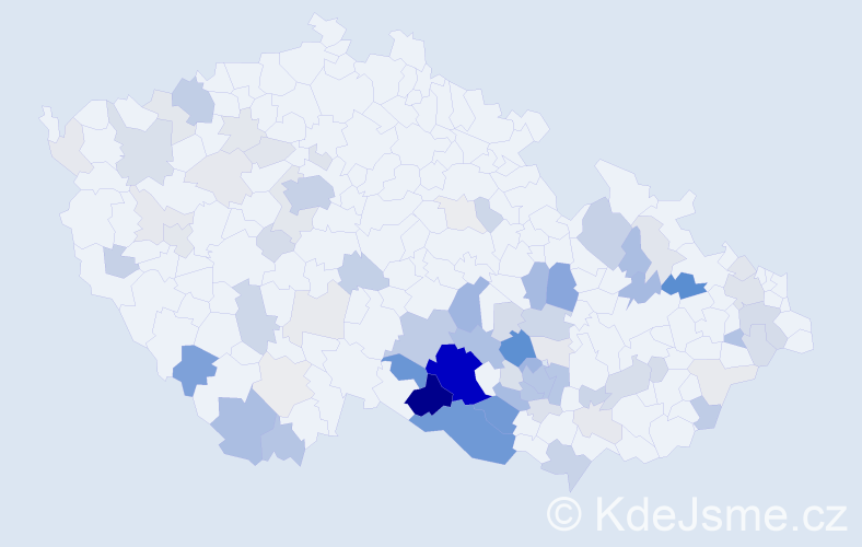 Příjmení: 'Nahodil', počet výskytů 318 v celé ČR