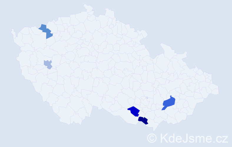 Příjmení: 'Démková', počet výskytů 6 v celé ČR