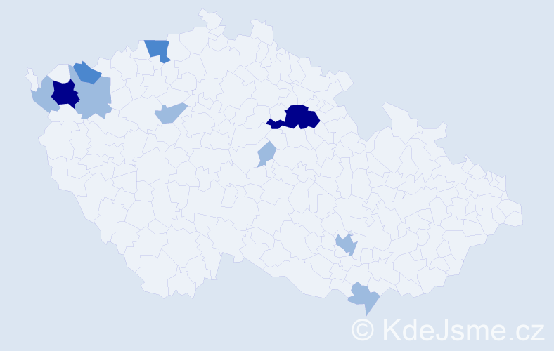 Příjmení: 'Maruščák', počet výskytů 18 v celé ČR