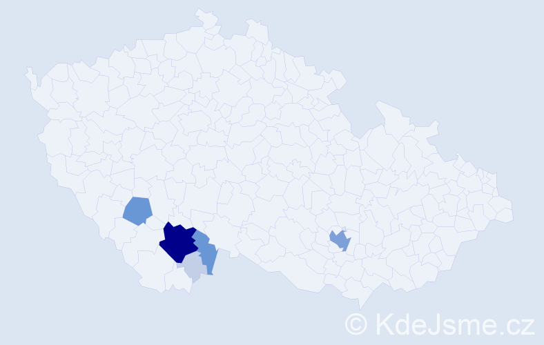 Příjmení: 'Hule', počet výskytů 23 v celé ČR