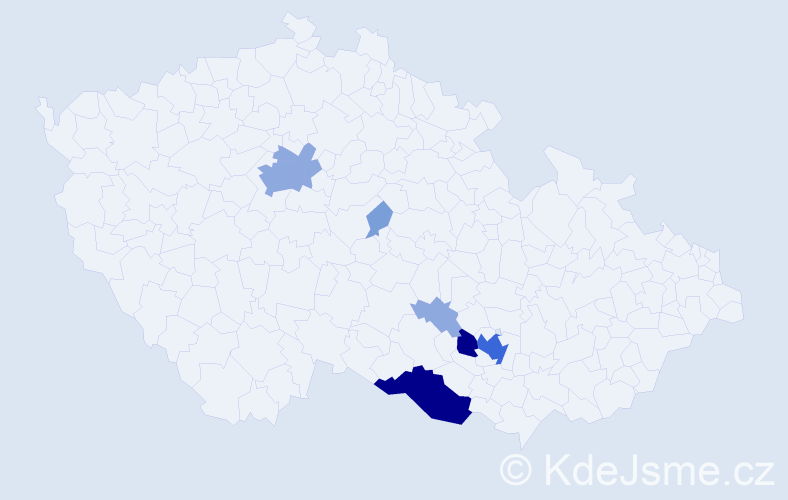 Příjmení: 'Čertek', počet výskytů 23 v celé ČR