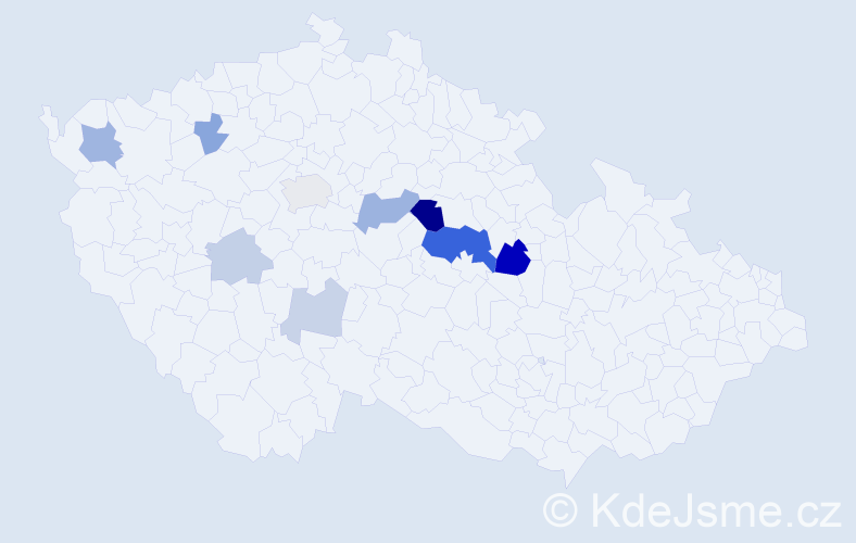 Příjmení: 'Tefr', počet výskytů 24 v celé ČR