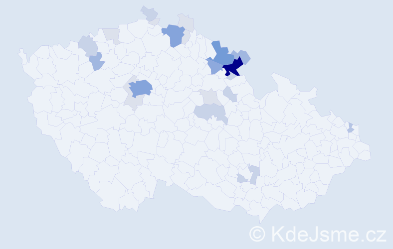 Příjmení: 'Kleprlíková', počet výskytů 79 v celé ČR