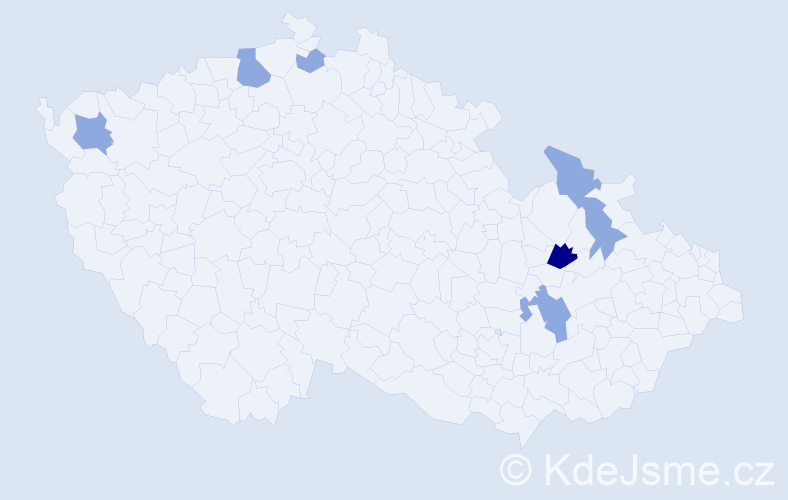 Příjmení: 'Pohajdová', počet výskytů 13 v celé ČR
