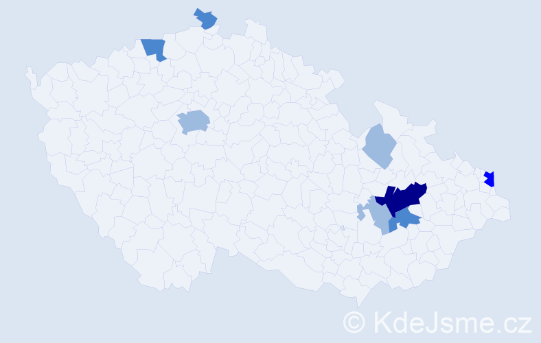 Příjmení: 'Páťalová', počet výskytů 16 v celé ČR