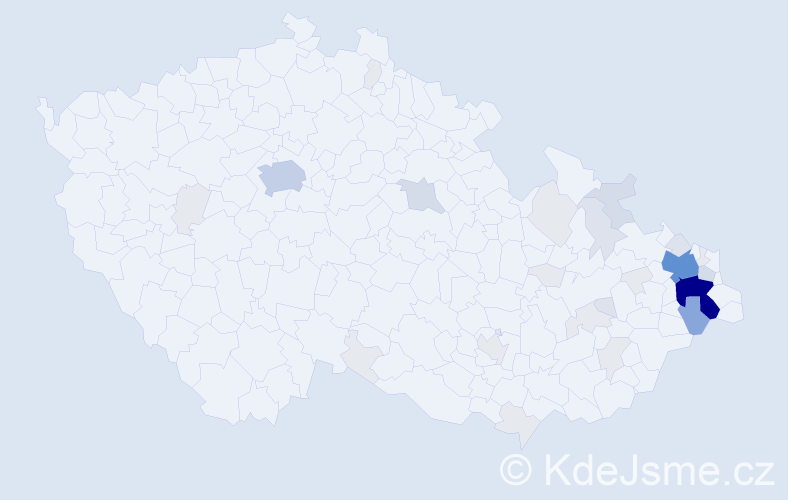 Příjmení: 'Drabinová', počet výskytů 119 v celé ČR