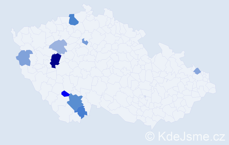 Příjmení: 'Holšanová', počet výskytů 21 v celé ČR