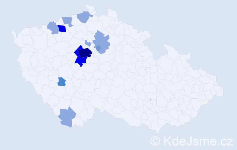 Příjmení: 'Kouda', počet výskytů 27 v celé ČR