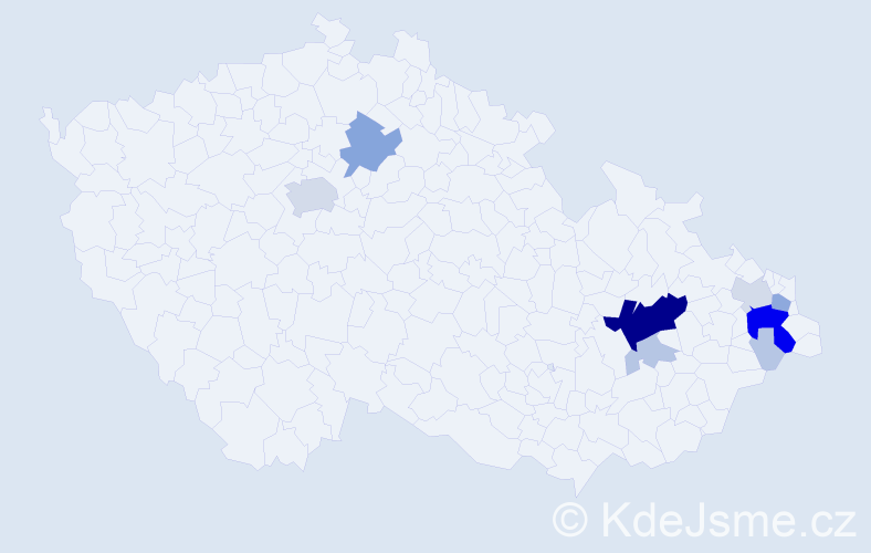 Příjmení: 'Horylová', počet výskytů 44 v celé ČR