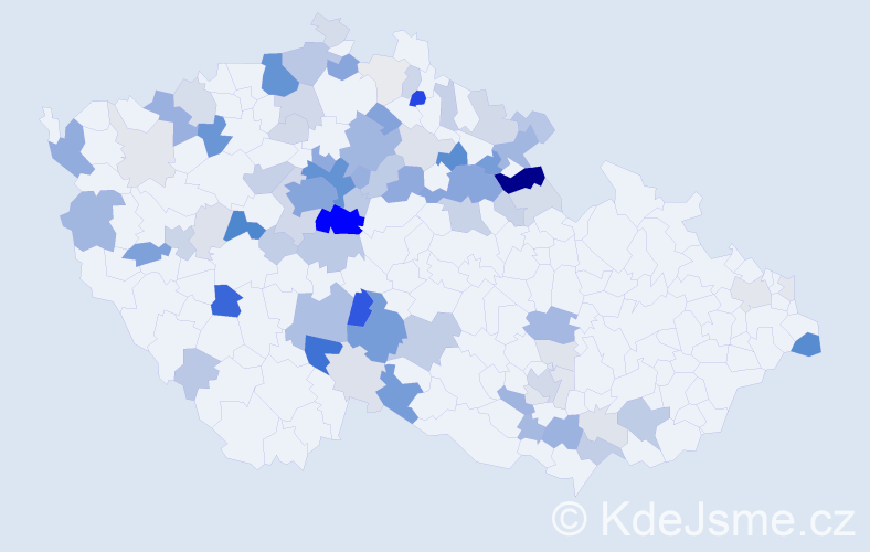 Příjmení: 'Rathouský', počet výskytů 334 v celé ČR