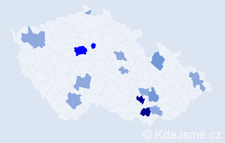 Příjmení: 'Kacerová', počet výskytů 35 v celé ČR