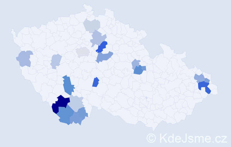 Příjmení: 'Rajko', počet výskytů 59 v celé ČR