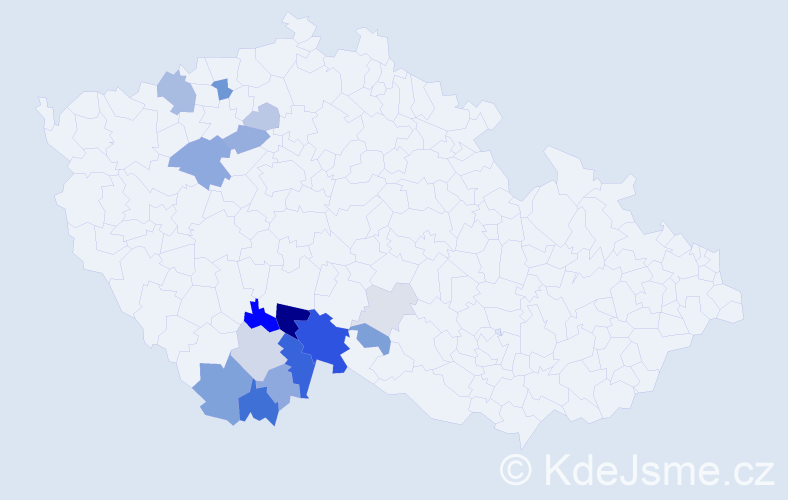 Příjmení: 'Turínová', počet výskytů 43 v celé ČR