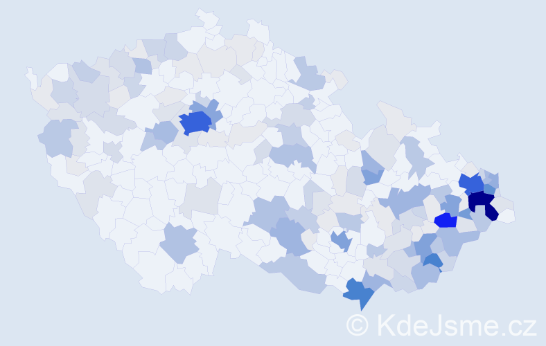 Příjmení: 'Bača', počet výskytů 639 v celé ČR