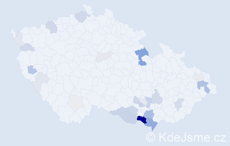 Příjmení: 'Čeman', počet výskytů 69 v celé ČR