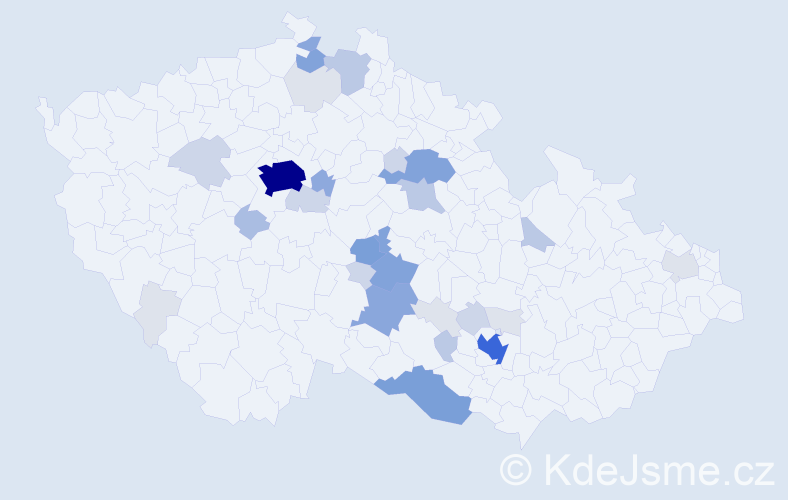 Příjmení: 'Caska', počet výskytů 129 v celé ČR