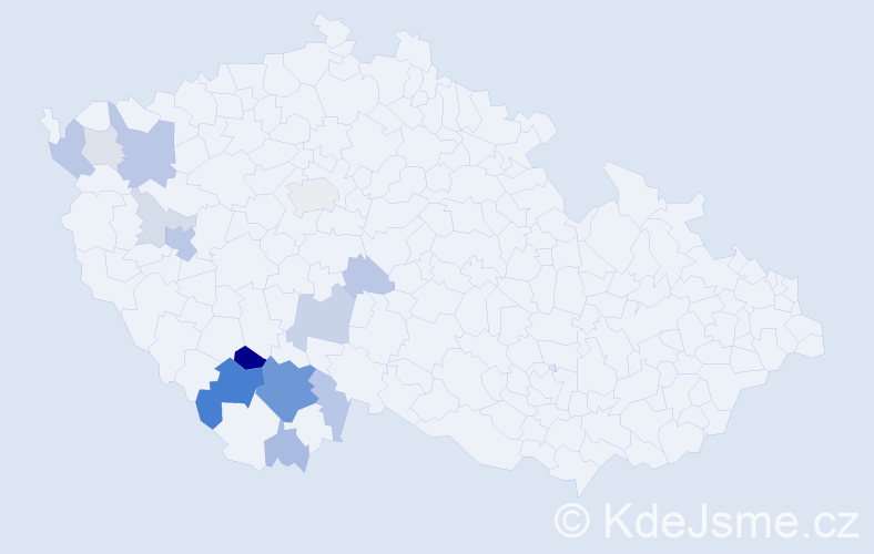 Příjmení: 'Kobernová', počet výskytů 43 v celé ČR