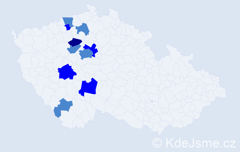 Příjmení: 'Muf', počet výskytů 16 v celé ČR