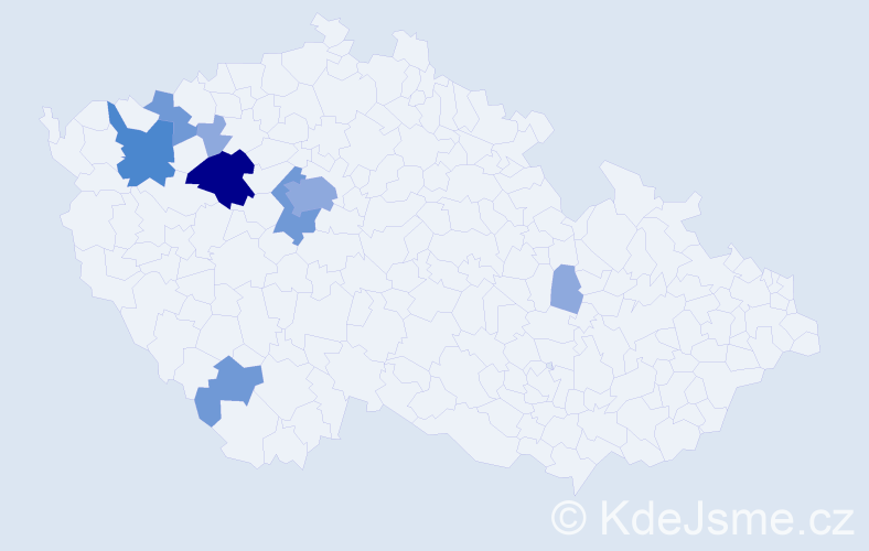 Příjmení: 'Cédl', počet výskytů 18 v celé ČR