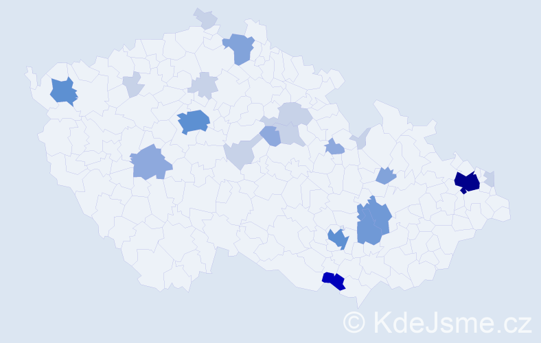 Příjmení: 'Ružička', počet výskytů 66 v celé ČR