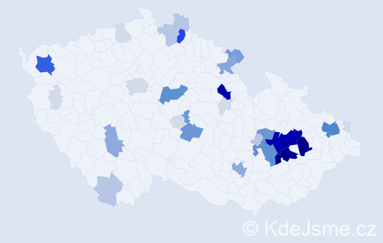 Příjmení: 'Čuri', počet výskytů 150 v celé ČR