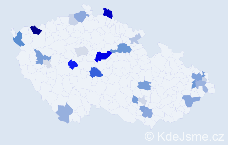 Příjmení: 'Hamar', počet výskytů 63 v celé ČR