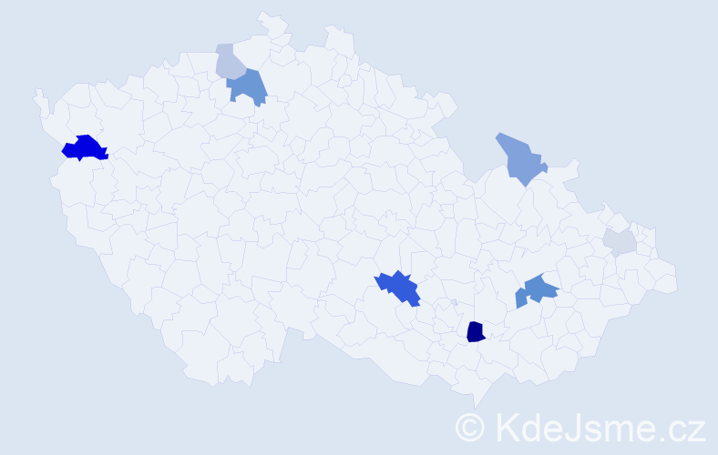 Příjmení: 'Kozmonová', počet výskytů 14 v celé ČR