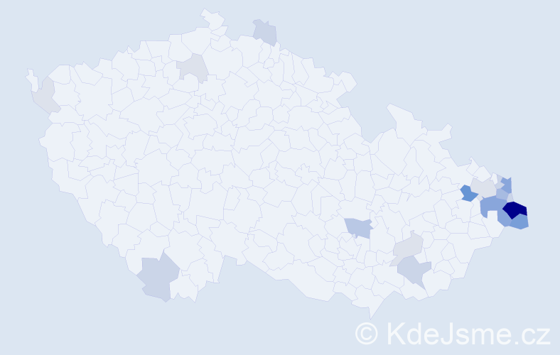 Příjmení: 'Madziová', počet výskytů 78 v celé ČR