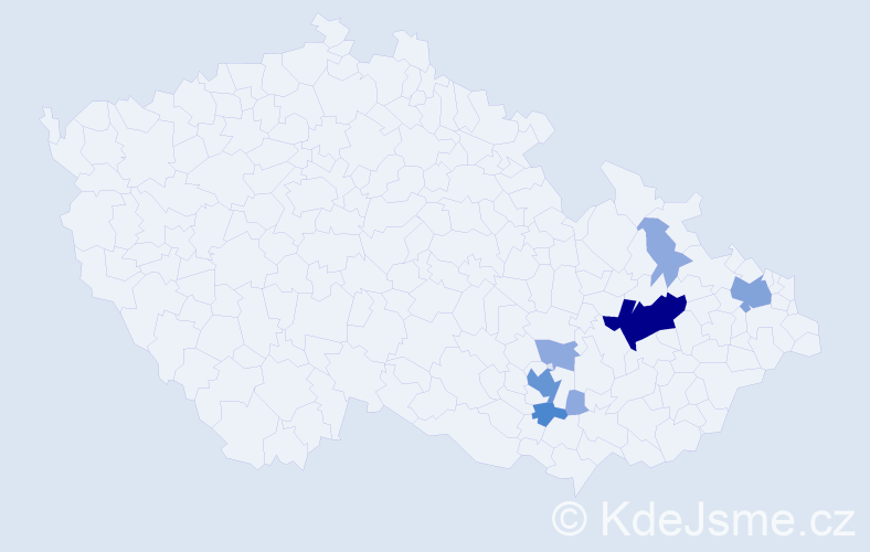 Příjmení: 'Cekl', počet výskytů 20 v celé ČR