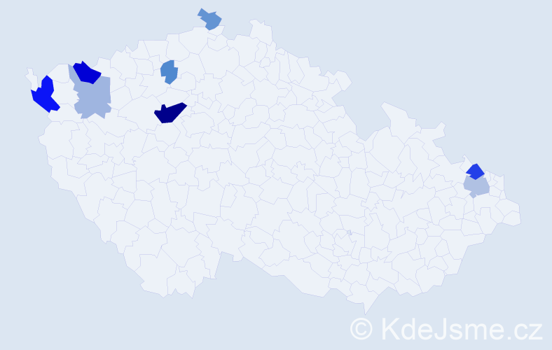 Příjmení: 'Nyš', počet výskytů 19 v celé ČR