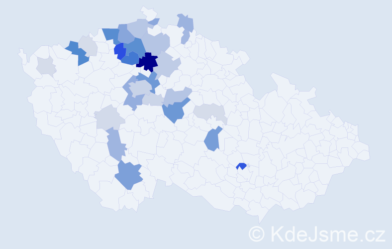Příjmení: 'Vokálková', počet výskytů 102 v celé ČR