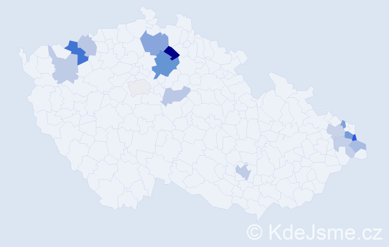 Příjmení: 'Dömény', počet výskytů 28 v celé ČR
