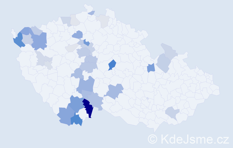 Příjmení: 'Kročák', počet výskytů 106 v celé ČR
