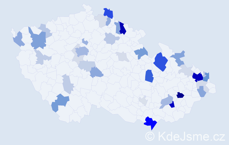 Příjmení: 'Babičová', počet výskytů 136 v celé ČR