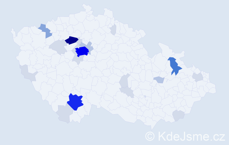 Příjmení: 'Bakalářová', počet výskytů 70 v celé ČR