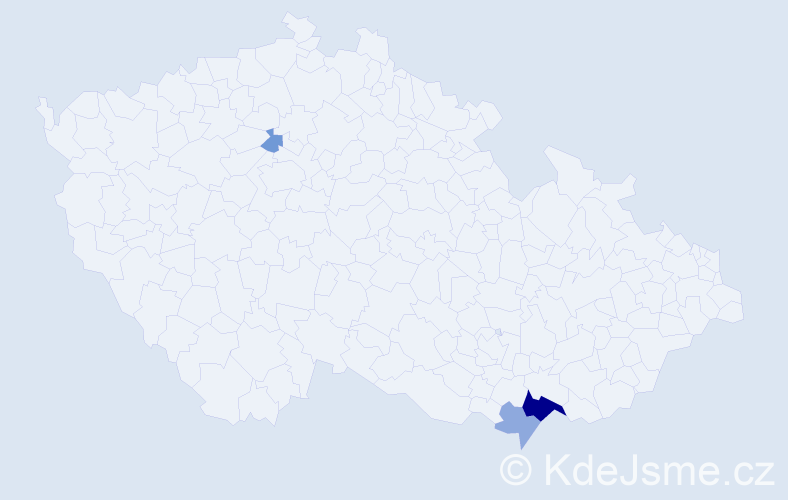 Příjmení: 'Trešek', počet výskytů 9 v celé ČR