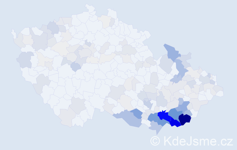 Příjmení: 'Zálešák', počet výskytů 898 v celé ČR