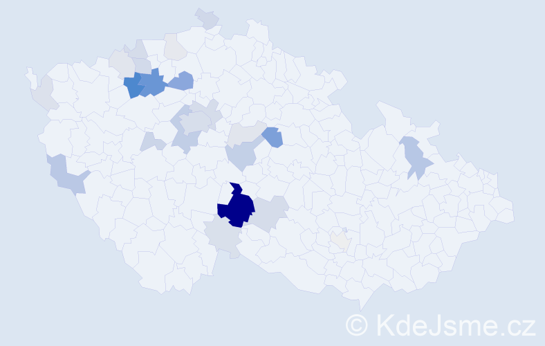 Příjmení: 'Kubiska', počet výskytů 79 v celé ČR