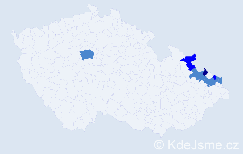 Příjmení: 'Pafčuga', počet výskytů 12 v celé ČR